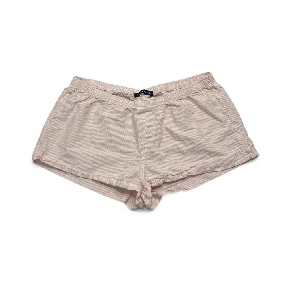 Brandy Melville pink & white striped cotton micro shorts one size